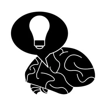Silhouette brain thinking idea bubble Illustrazione stock