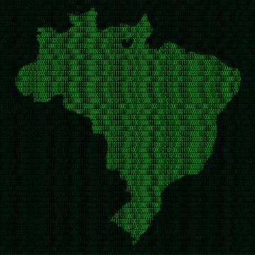 Silhouette of Brazil from binary digits イラスト素材