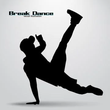 Silhouette of a break dancer. Stock Illustration
