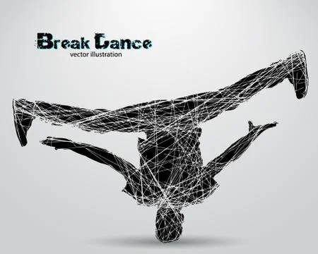 Silhouette of a break dancer. Stock Illustration