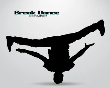 Silhouette of a break dancer. Stock Illustration
