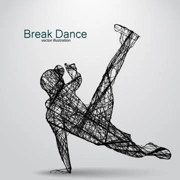 Silhouette of a break dancer. Stock Illustration