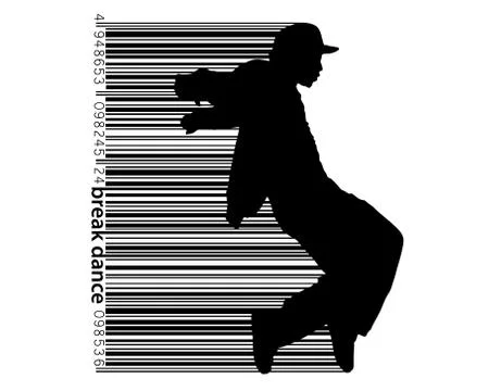 Silhouette of a break dancer. Stock Illustration