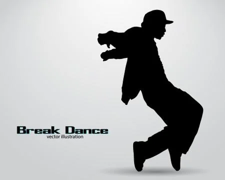 Silhouette of a break dancer. Stock Illustration