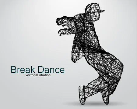 Silhouette of a break dancer. Stock Illustration