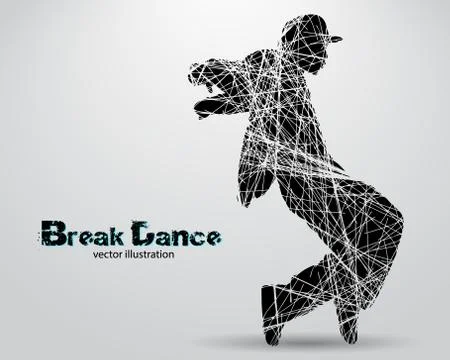 Silhouette of a break dancer. Stock Illustration