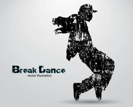 Silhouette of a break dancer. Stock Illustration