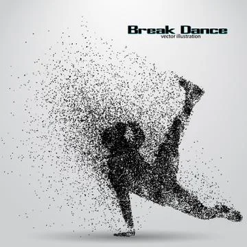 Silhouette of a break dancer from particles. Stock Illustration