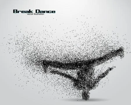 Silhouette of a break dancer from particles. Stock Illustration