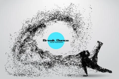 Silhouette of a break dancer from particles. Stock Illustration