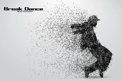 Silhouette of a break dancer from particles. Stock Illustration