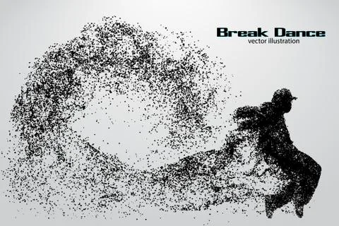 Silhouette of a break dancer from particles. Stock Illustration
