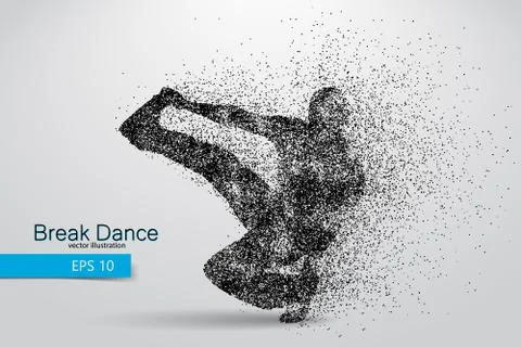 Silhouette of a break dancer from particles. Stock Illustration