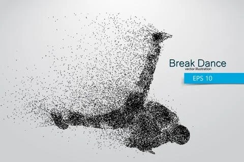 Silhouette of a break dancer from particles. Stock Illustration