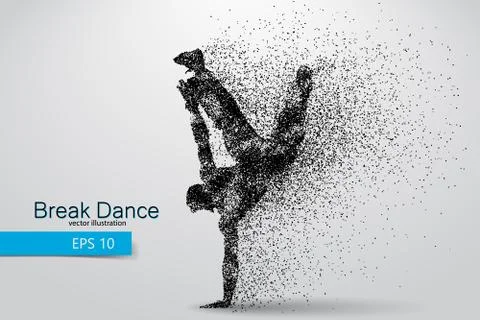 Silhouette of a break dancer from particles. Stock Illustration