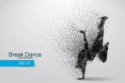 Silhouette of a break dancer from particles. Stock Illustration