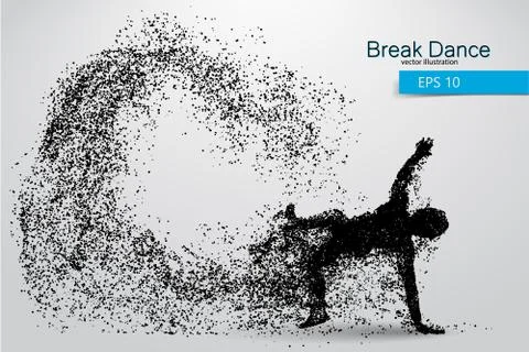 Silhouette of a break dancer from particles. Stock Illustration