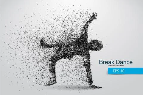 Silhouette of a break dancer from particles. Illustrazione stock