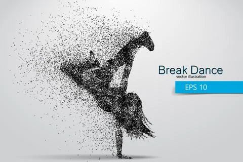 Silhouette of a break dancer from particles. Stock Illustration