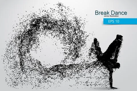 Silhouette of a break dancer from particles. Stock Illustration