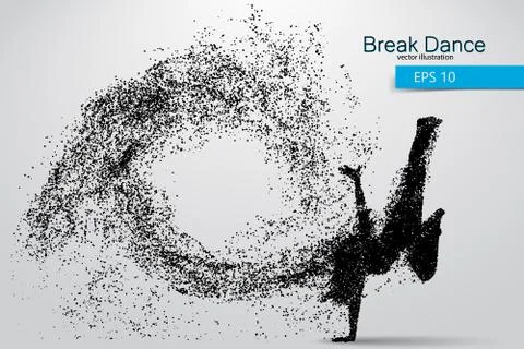 Silhouette of a break dancer from particles. Stock Illustration