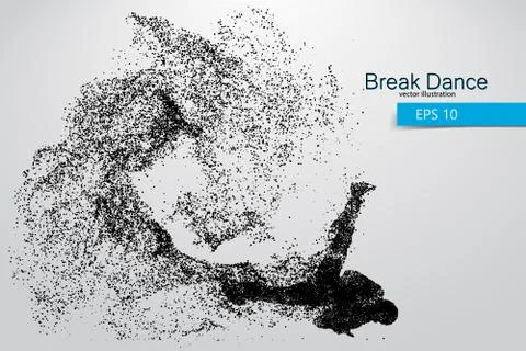 Silhouette of a break dancer from particles. Stock Illustration