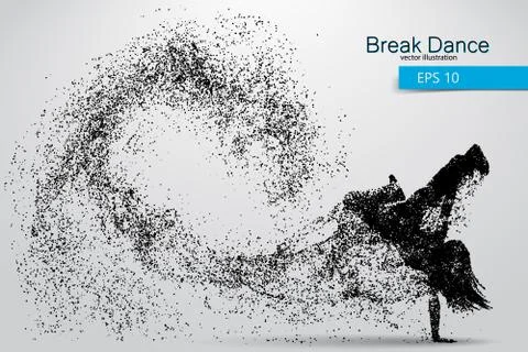 Silhouette of a break dancer from particles. Illustrazione stock