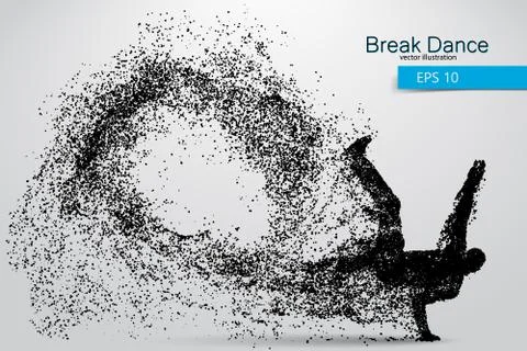 Silhouette of a break dancer from particles. Stock Illustration