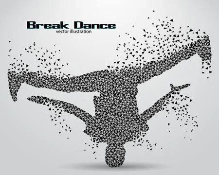 Silhouette of a break dancer from triangles Stock Illustration