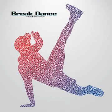 Silhouette of a break dancer from triangles Stock Illustration