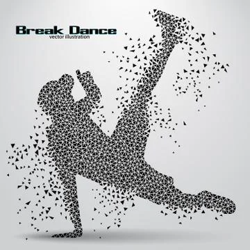 Silhouette of a break dancer from triangles Stock Illustration