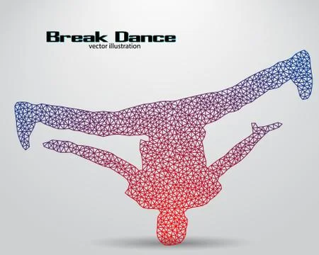 Silhouette of a break dancer from triangles Stock Illustration
