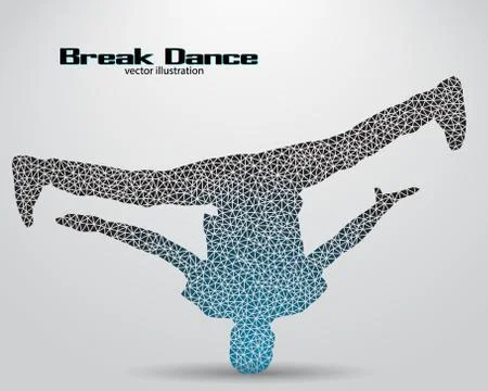 Silhouette of a break dancer from triangles Stock Illustration