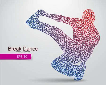 Silhouette of a break dancer from triangles. Illustrazione stock