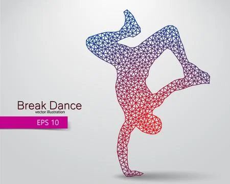 Silhouette of a break dancer from triangles. Stock Illustration
