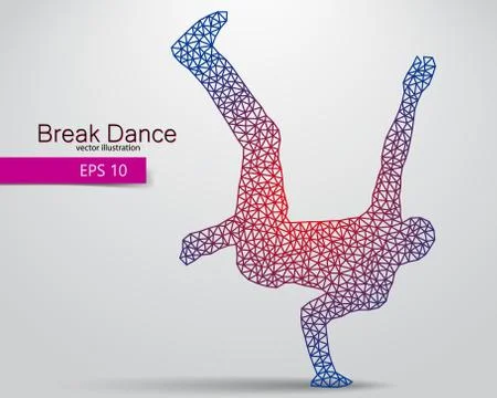 Silhouette of a break dancer from triangles. Illustrazione stock