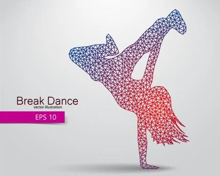 Silhouette of a break dancer from triangles. Stock Illustration