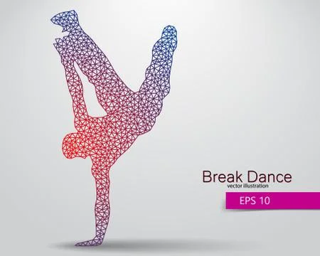 Silhouette of a break dancer from triangles. Stock Illustration