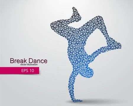 Silhouette of a break dancer from triangles. Stock Illustration