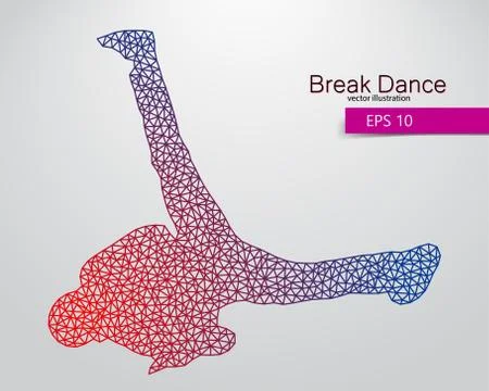 Silhouette of a break dancer from triangles. Stock Illustration