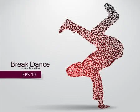 Silhouette of a break dancer from triangles. Stock Illustration