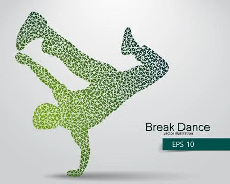 Silhouette of a break dancer from triangles. Stock Illustration
