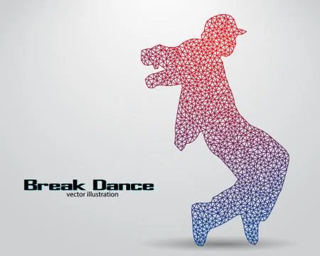 Silhouette of a break dancer from triangles Stock Illustration
