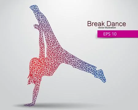 Silhouette of a break dancer from triangles. Stock Illustration