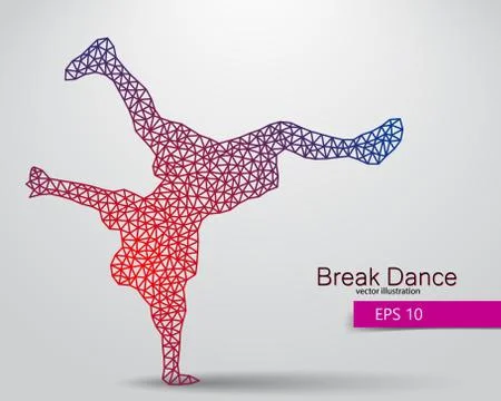 Silhouette of a break dancer from triangles. Illustrazione stock