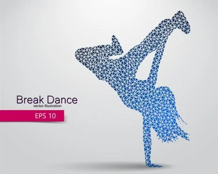 Silhouette of a break dancer from triangles. Stock Illustration