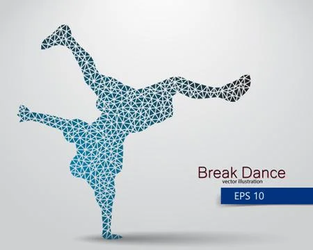 Silhouette of a break dancer from triangles. Stock Illustration