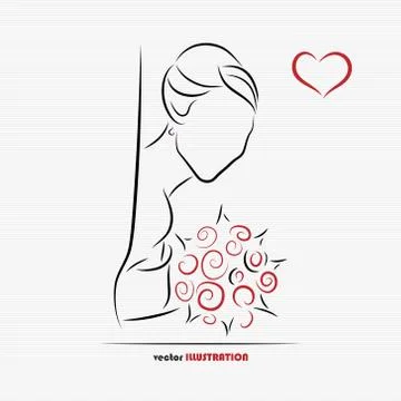 Silhouette of bride Stock Illustration