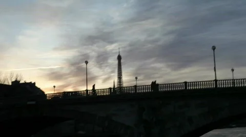 Silhouette on the bridge Stock Footage 593479
