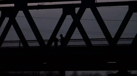 Silhouette bridge in Siberia Stock Footage 61872084